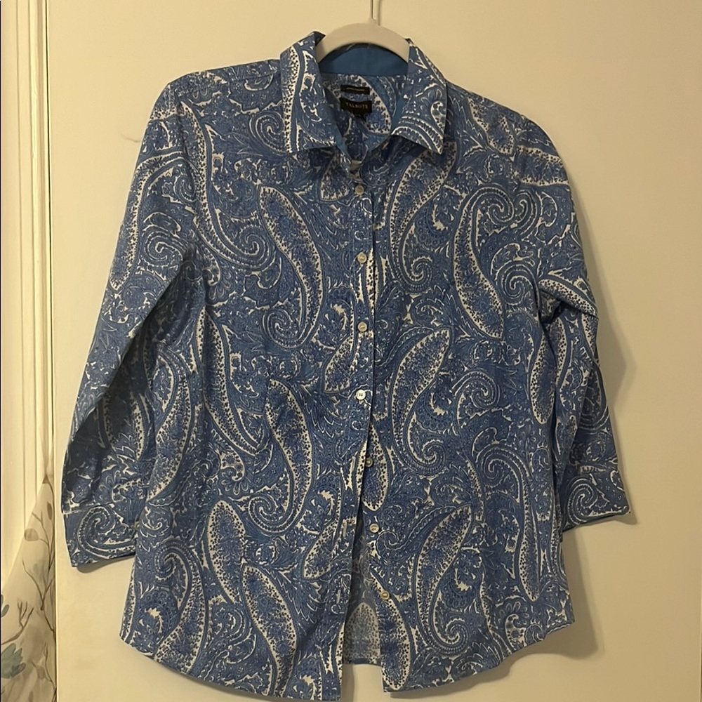 Classic Talbots Blue Paisley Button Down Shirt